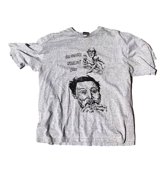 LARGE Billionaire Shouldnt Exist gray graphic tee shirt