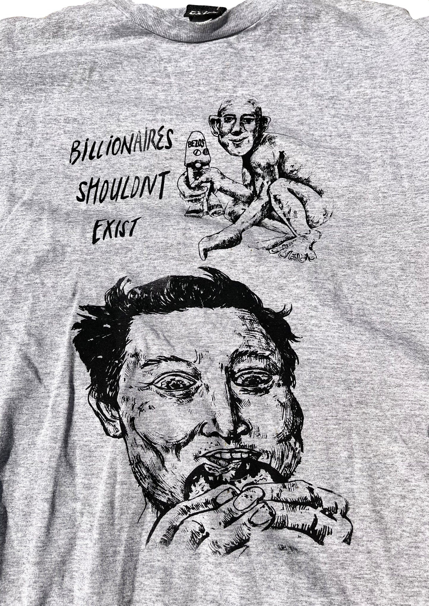 LARGE Billionaire Shouldnt Exist gray graphic tee shirt