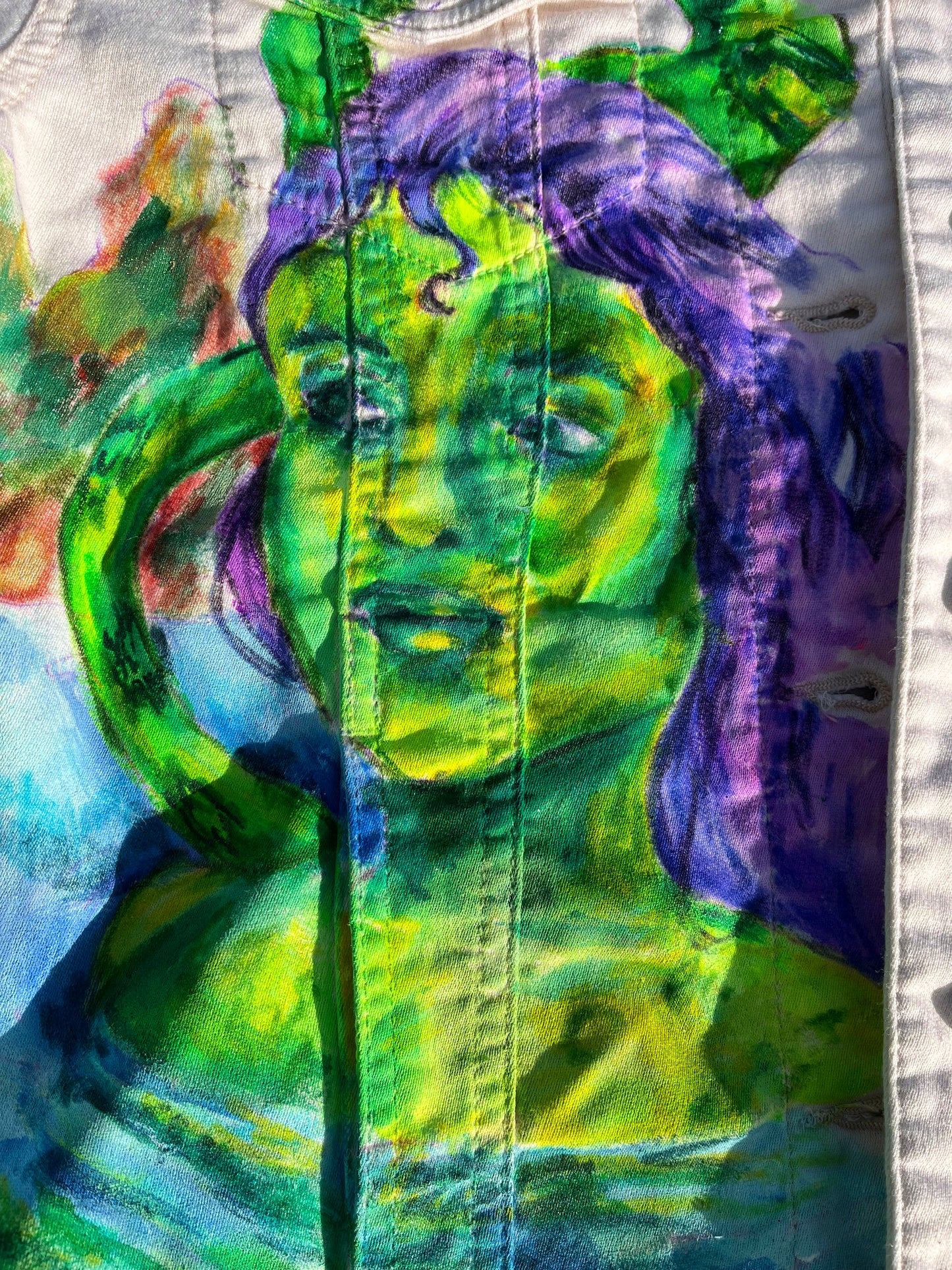 Medusa 1/1 hand drawn pink jean jacket