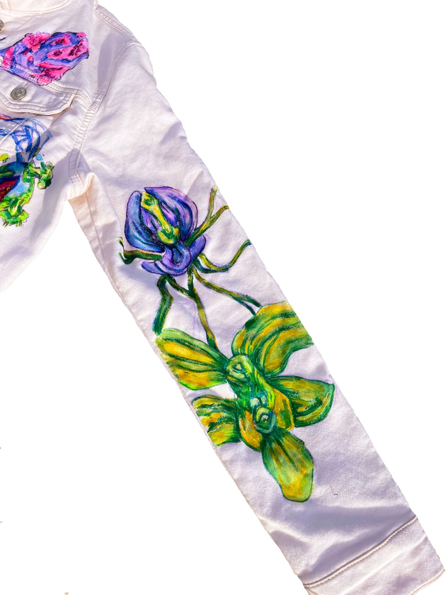 Medusa 1/1 hand drawn pink jean jacket