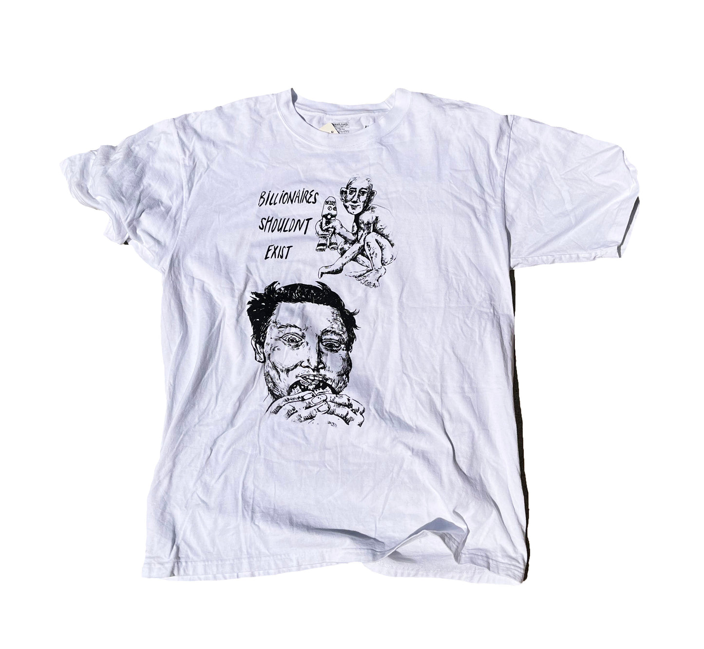 XL Billionaires Shouldnt Exist white graphic tee shirt
