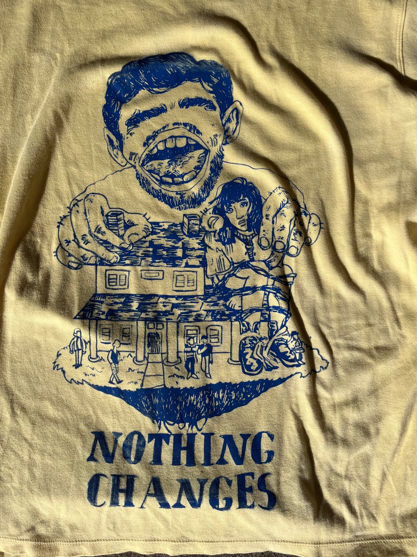 MEDIUM Nothing Changes short sleeve yellow graphic tee shirt 02