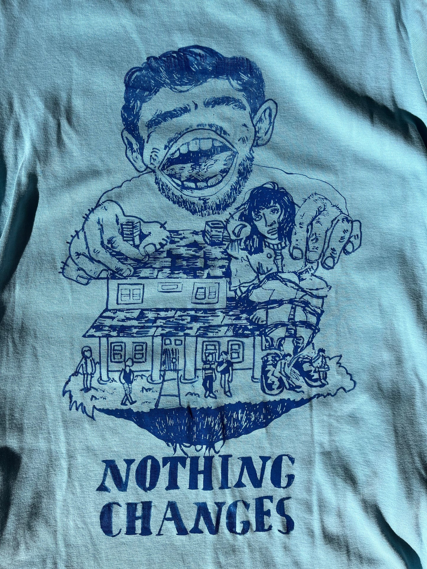 SMALL Nothing Changes short sleeve blue graphic tee shirt 04