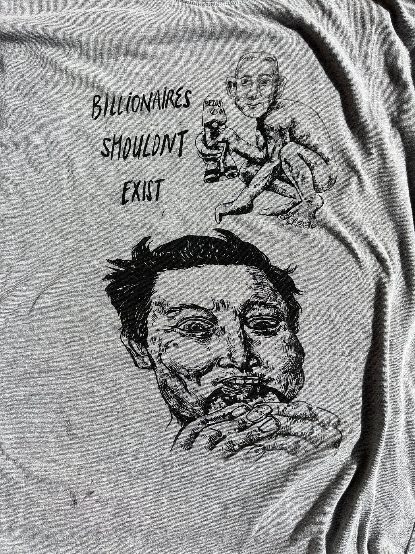 XL Billionaires Shouldnt Exist long sleeve gray graphic tee shirt 22