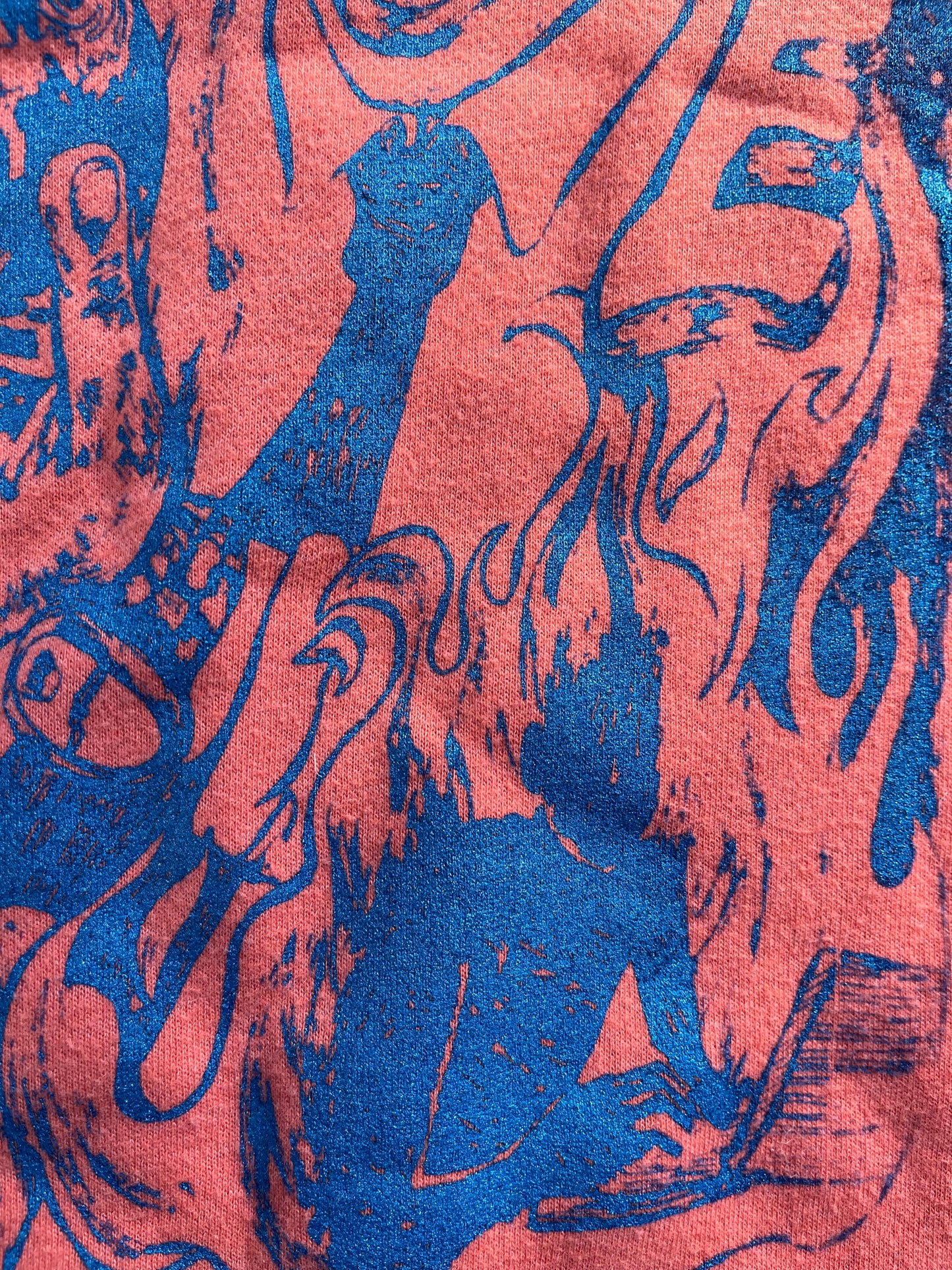 SMALL I Can't Work the World is on Fire orange sweater graphic tee 04