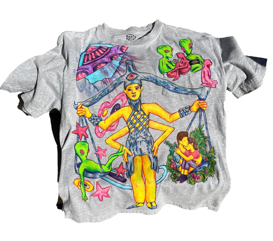 First Contact 1/1 Hand Drawn Graphic Tee Shirt