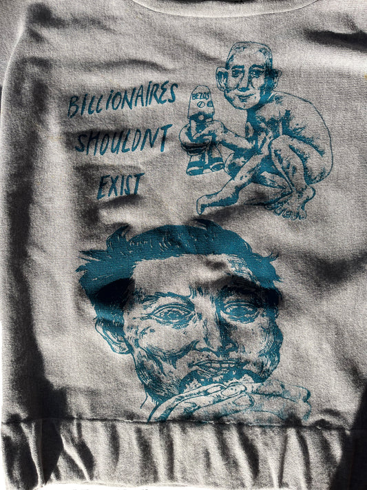 SMALL Billionaires Shouldnt Exist gray sweater 17