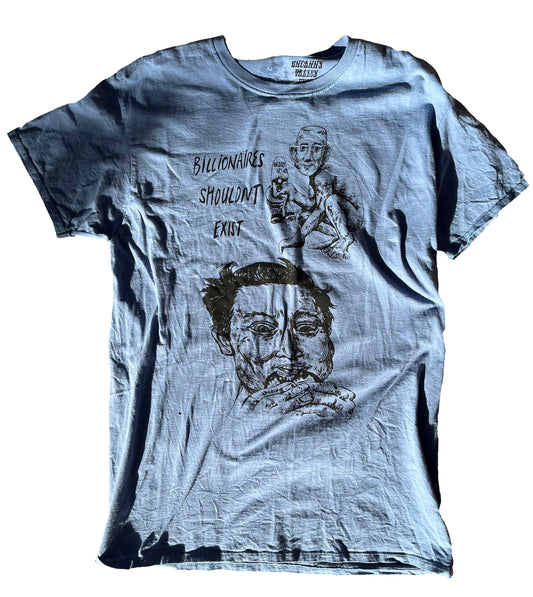 LARGE Billionaires Shouldnt Exist blue graphic tee shirt 06