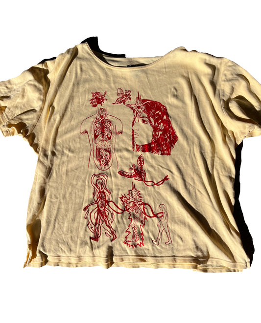 LARGE Journey short sleeve yellow graphic tee shirt 04