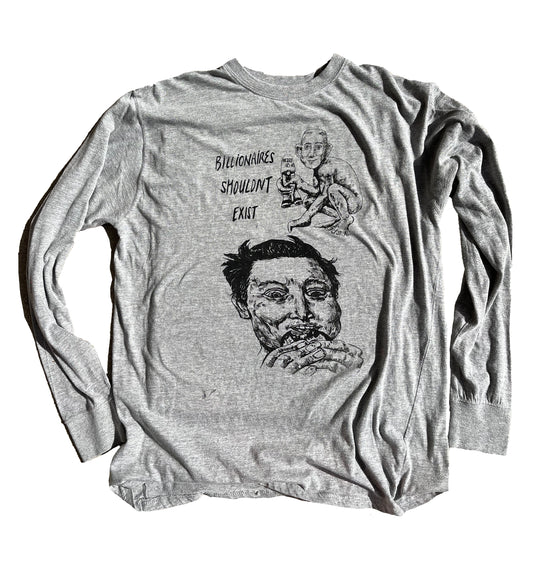 XL Billionaires Shouldnt Exist long sleeve gray graphic tee shirt 22