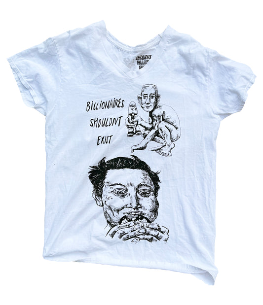 MEDIUM Billionaires Shouldnt Exist white v neck graphic shirt 13