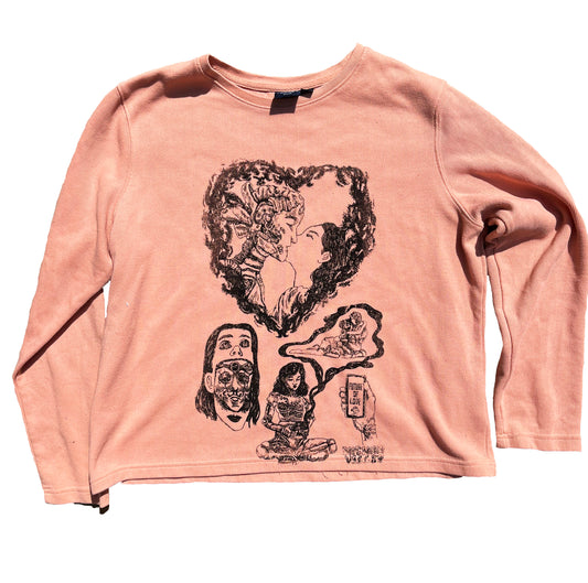 Future of Love PXL long sleeve pink graphic sweater