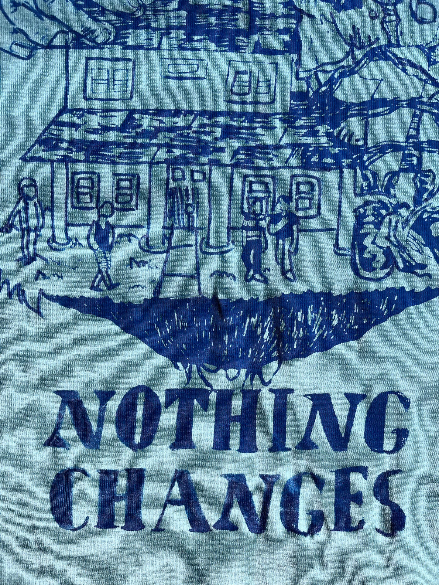 SMALL Nothing Changes short sleeve blue graphic tee shirt 04