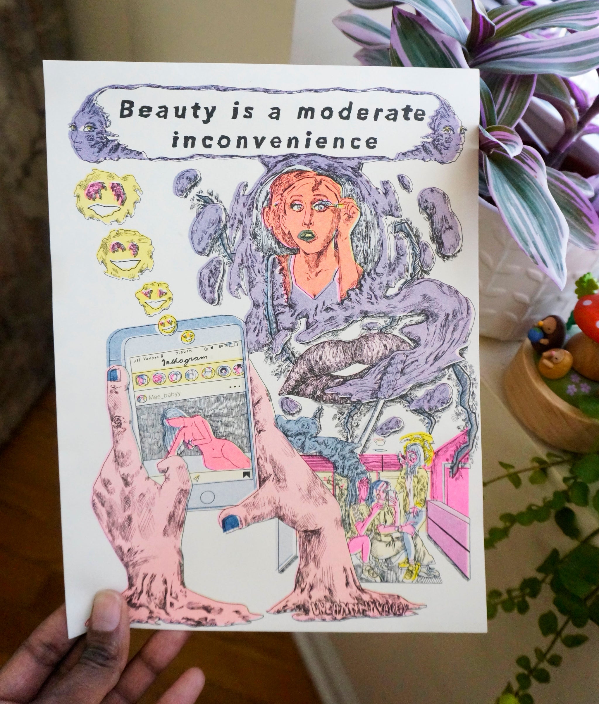 Beauty is a Moderate Inconvenience Risograph Print – Uncanny Valley Shop