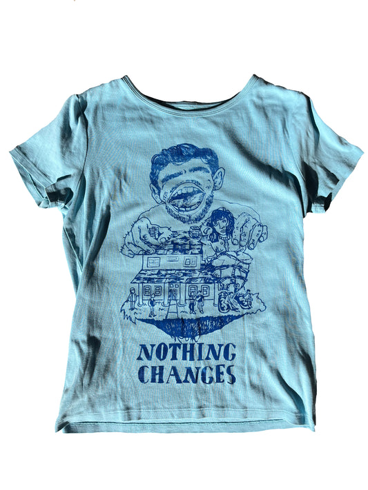 SMALL Nothing Changes short sleeve blue graphic tee shirt 04