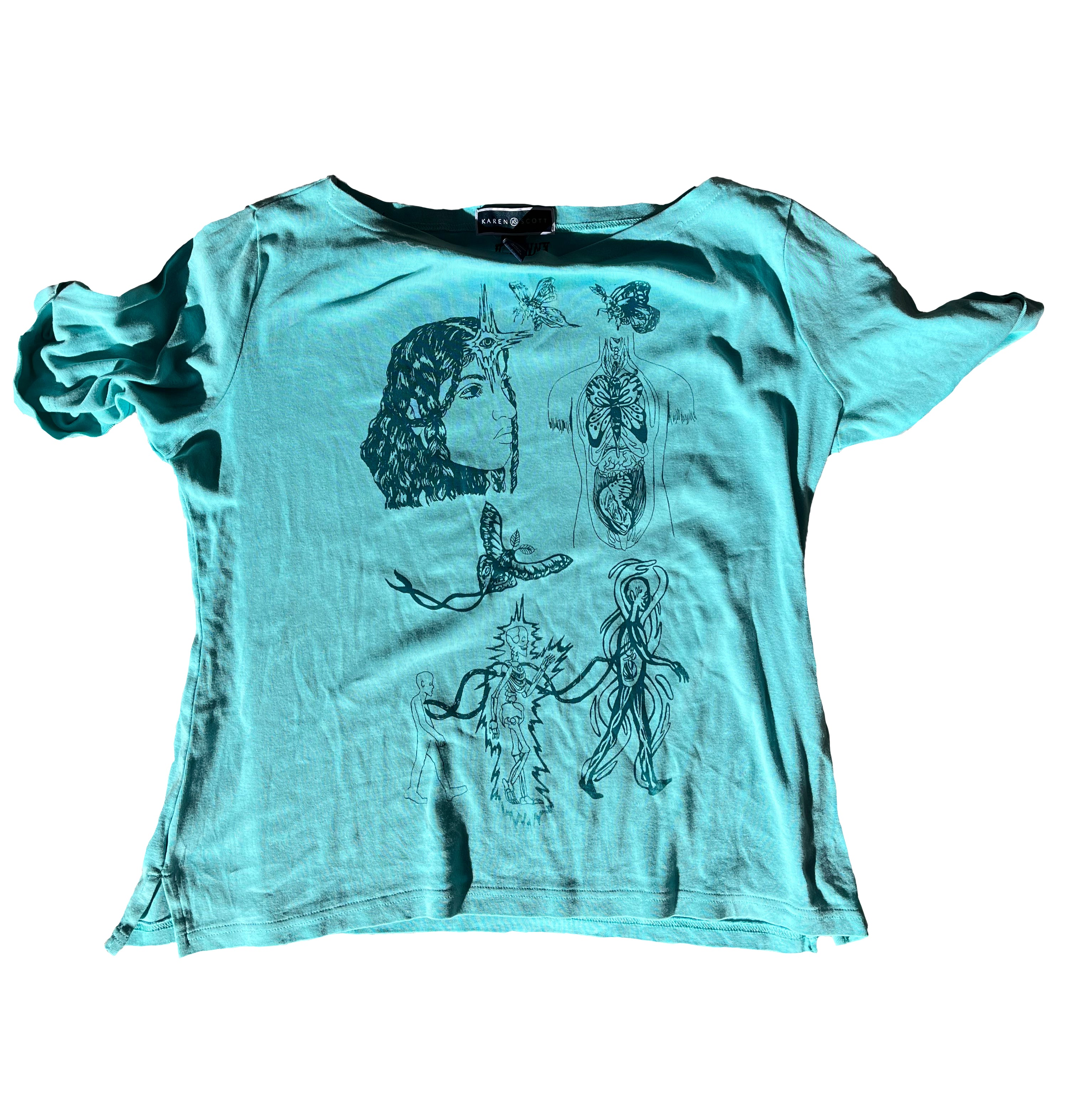 MEDIUM Journey short sleeve teal blue graphic tee shirt 05 Uncanny