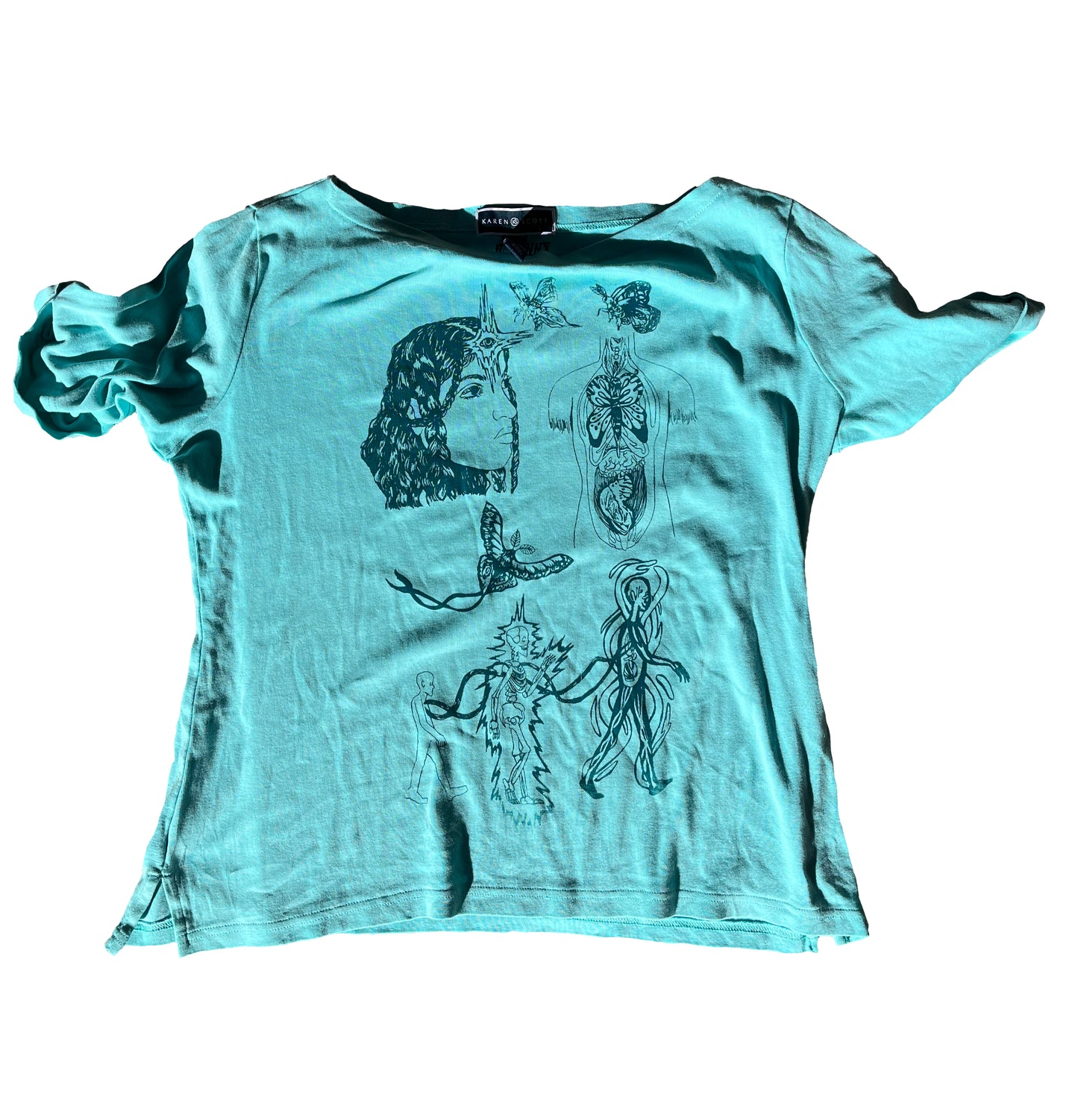 MEDIUM Journey short sleeve teal blue graphic tee shirt 05